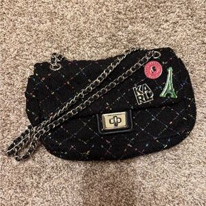 Karl Lagerfeld Black Quilted Shoulder Bag with Chain